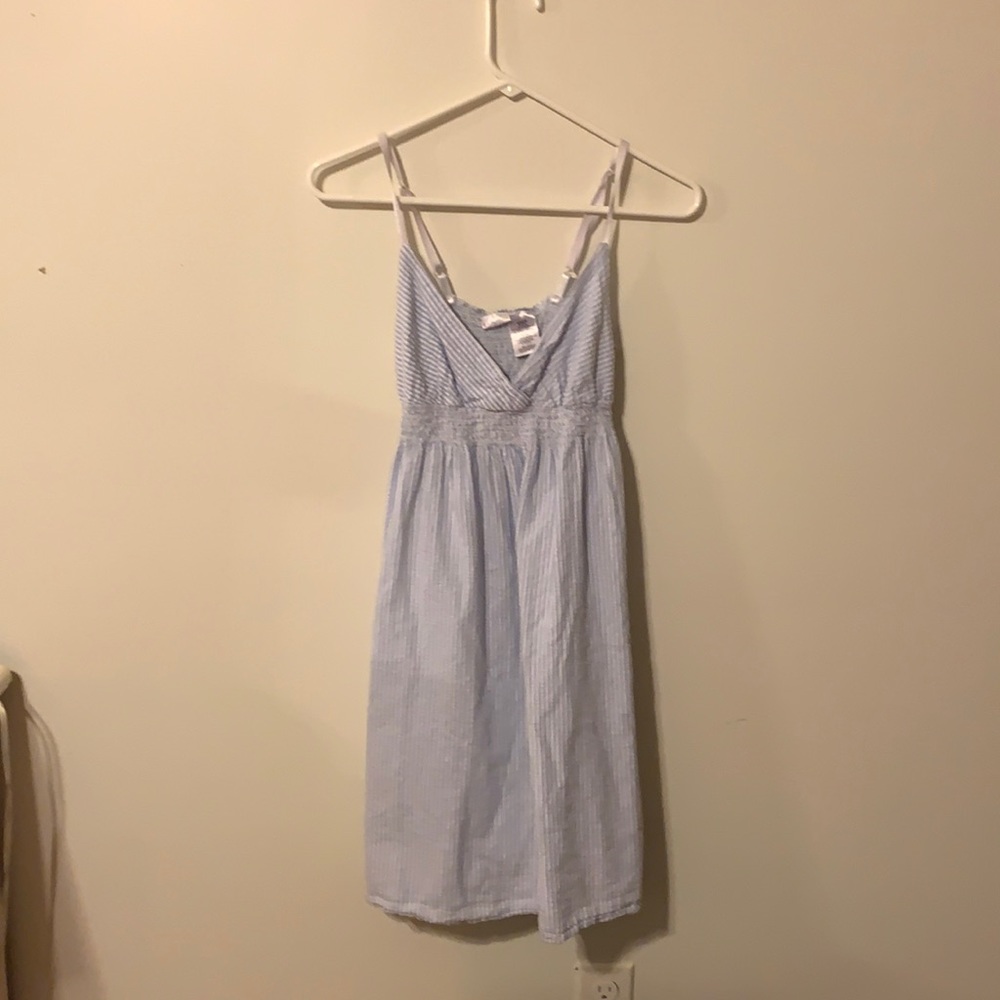 blue striped dress !!